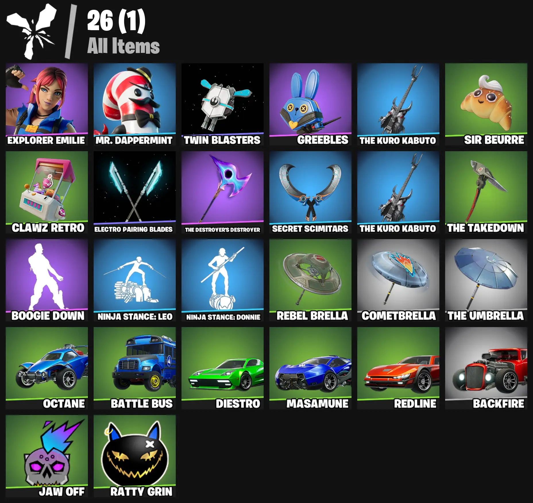 [PC/PSN/XBOX] 2 skins | Explorer Emilie | Mr. Dappermint | Twin Blasters | Greebles | The Kuro Kabuto | Sir Beurre | Clawz Retro | 200 VB