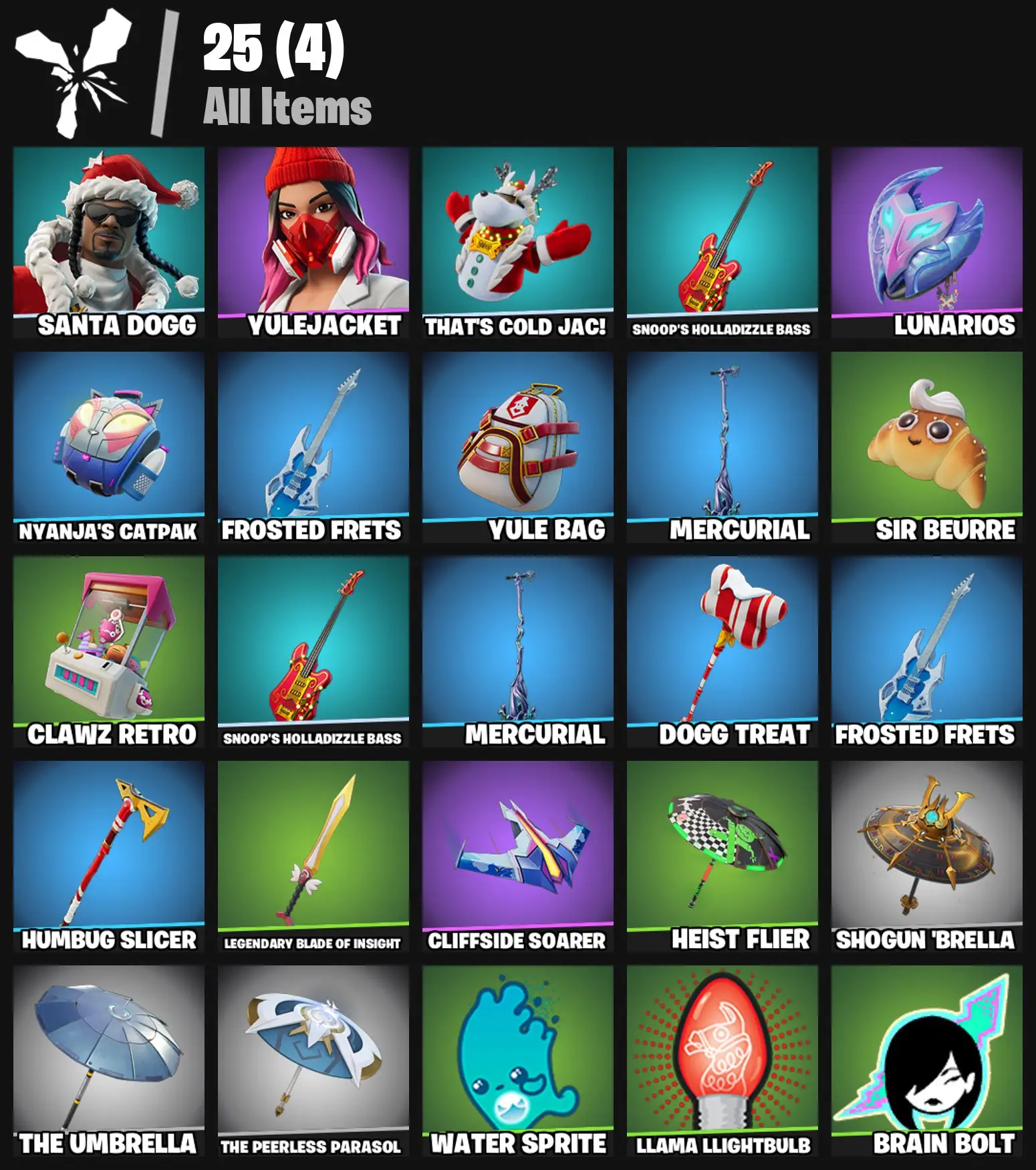 [PC/PSN/XBOX] 2 skins | Santa Dogg | Yulejacket | That's Cold Jac! | Snoop's Holladizzle Bass | Lunarios | Nyanja's Catpak | Frosted Frets | 100 VB