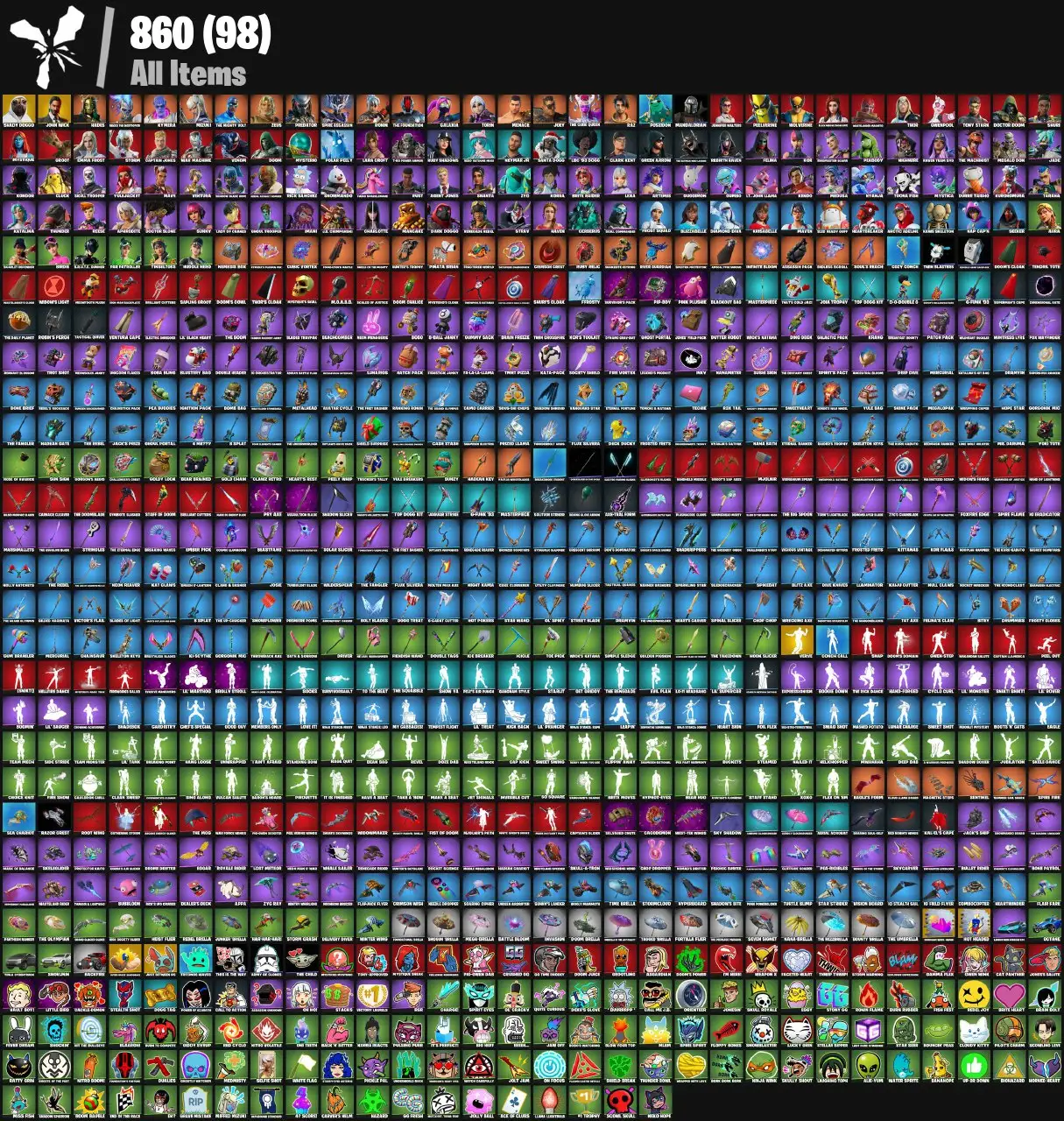 [PC/XBOX] 126 skins | John Wick | Shady Doggo | Wasteland Stoneshell | Clawz Retro | Shooting Starstaff | Ol' Spiky | Verve | Boogie Down | Flair Fare