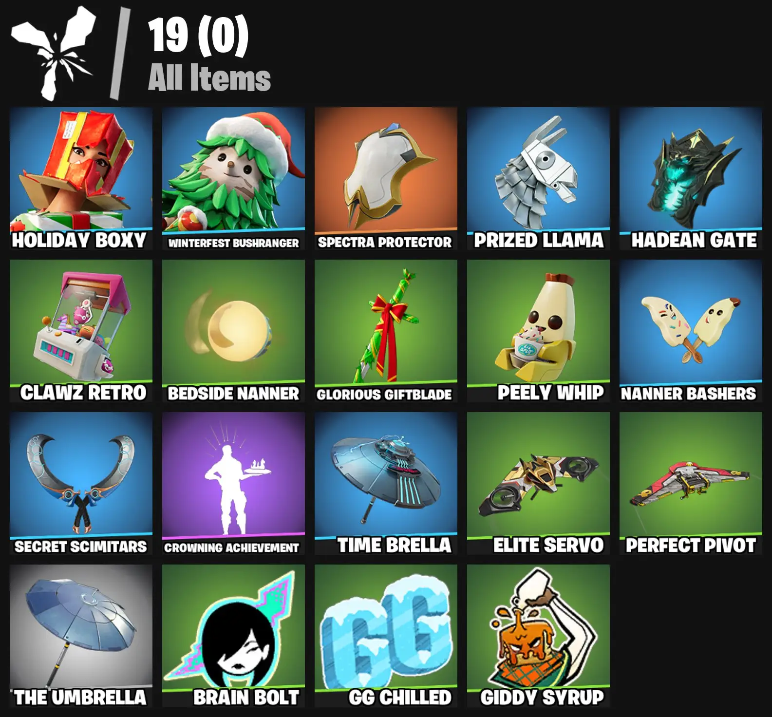 [PC/PSN/XBOX] 2 skins | Holiday Boxy | Winterfest Bushranger | Spectra Protector | Prized Llama | Hadean Gate | Clawz Retro | Bedside Nanner | 0 VB