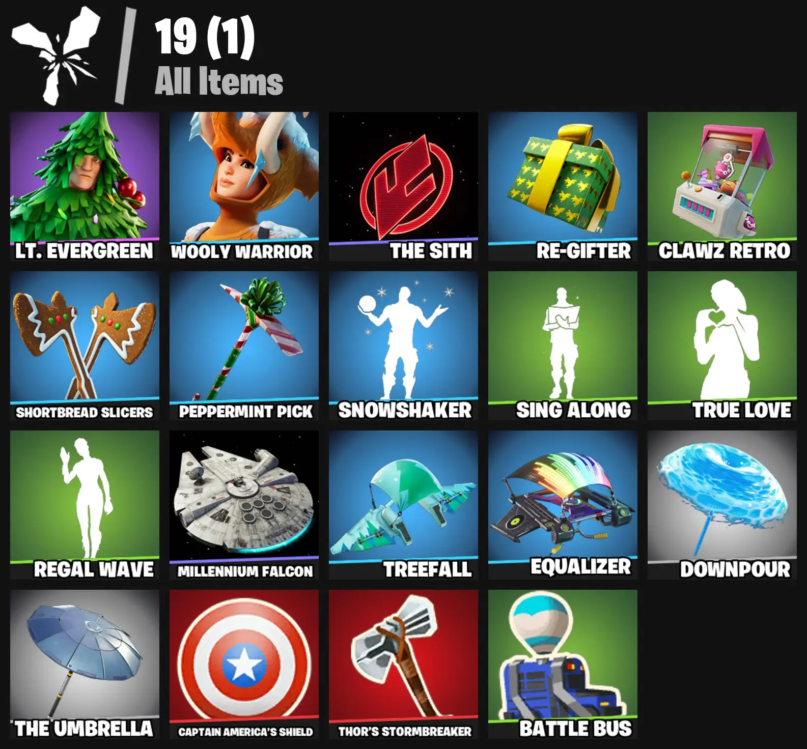 [PC/PSN/XBOX] 2 skins | Lt. Evergreen | Wooly Warrior | The Sith | Re-gifter | Clawz Retro | Shortbread Slicers | Peppermint Pick | Snowshaker | 0 VB