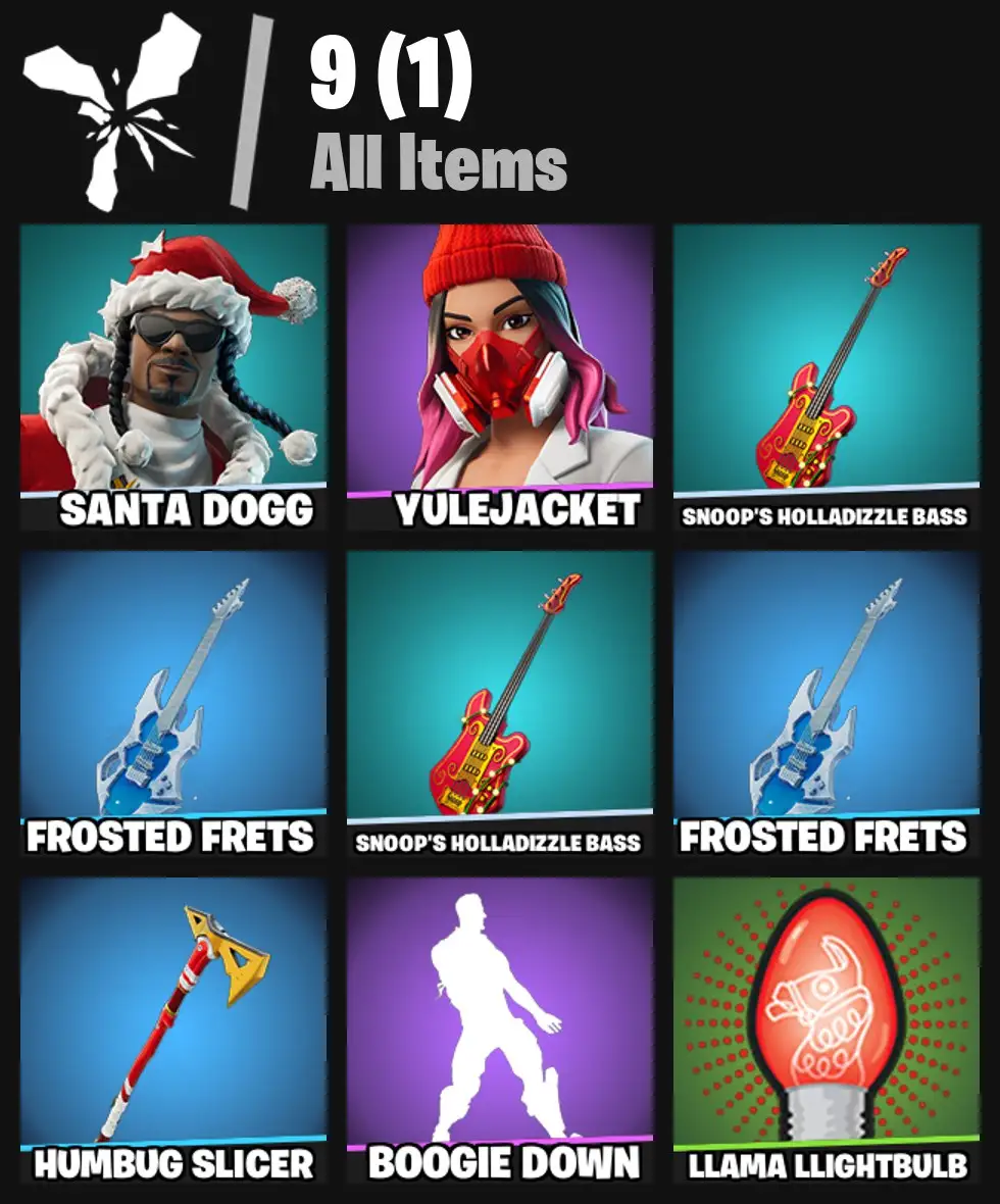 [PC/PSN/XBOX] 2 skins | Santa Dogg | Yulejacket | Snoop's Holladizzle Bass | Frosted Frets | Snoop's Holladizzle Bass | Frosted Frets | Humbug Slicer | 0 VB