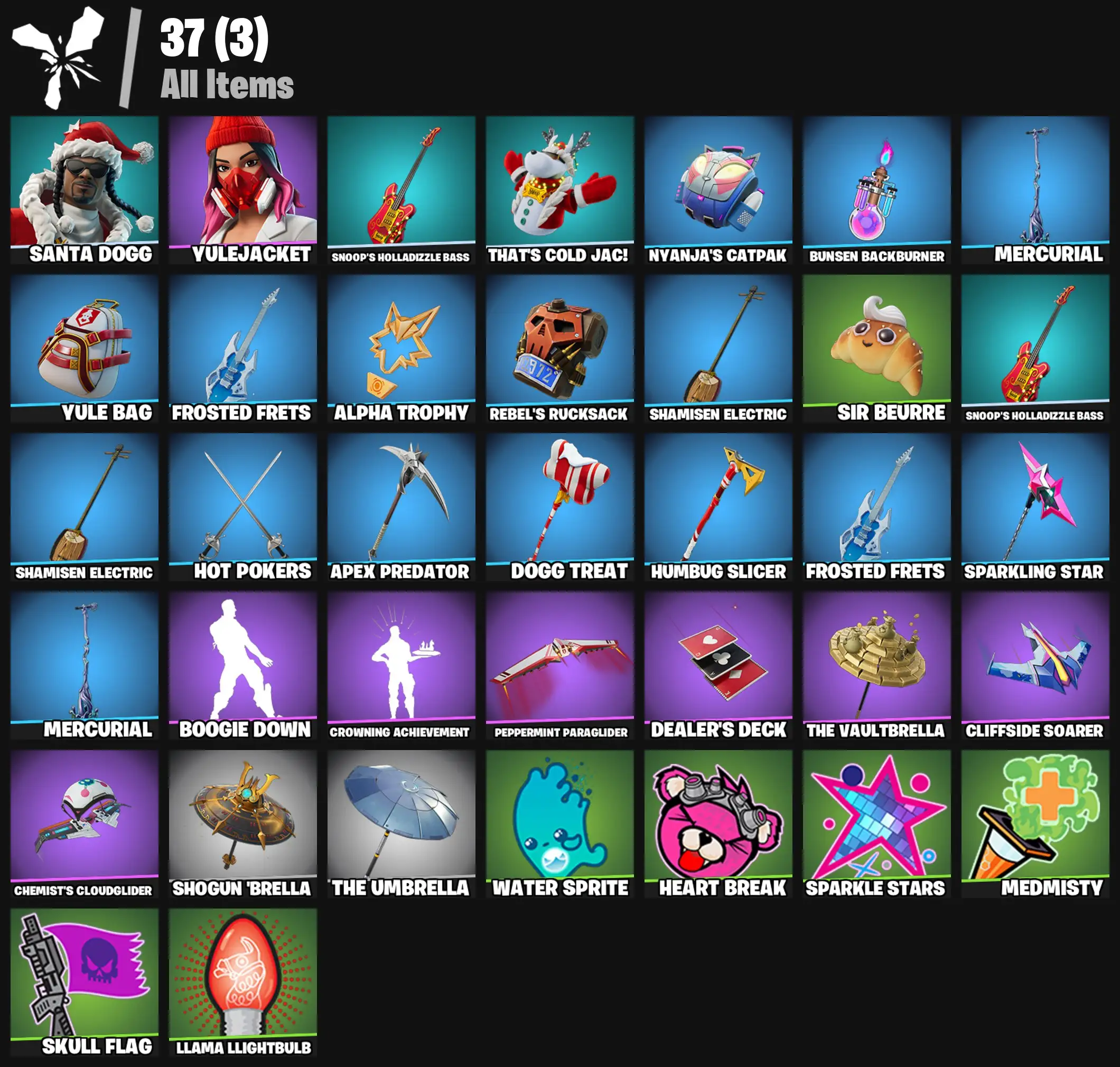 [PC/PSN/XBOX] 2 skins | Santa Dogg | Yulejacket | Snoop's Holladizzle Bass | That's Cold Jac! | Nyanja's Catpak | Bunsen Backburner | Mercurial | 200 VB