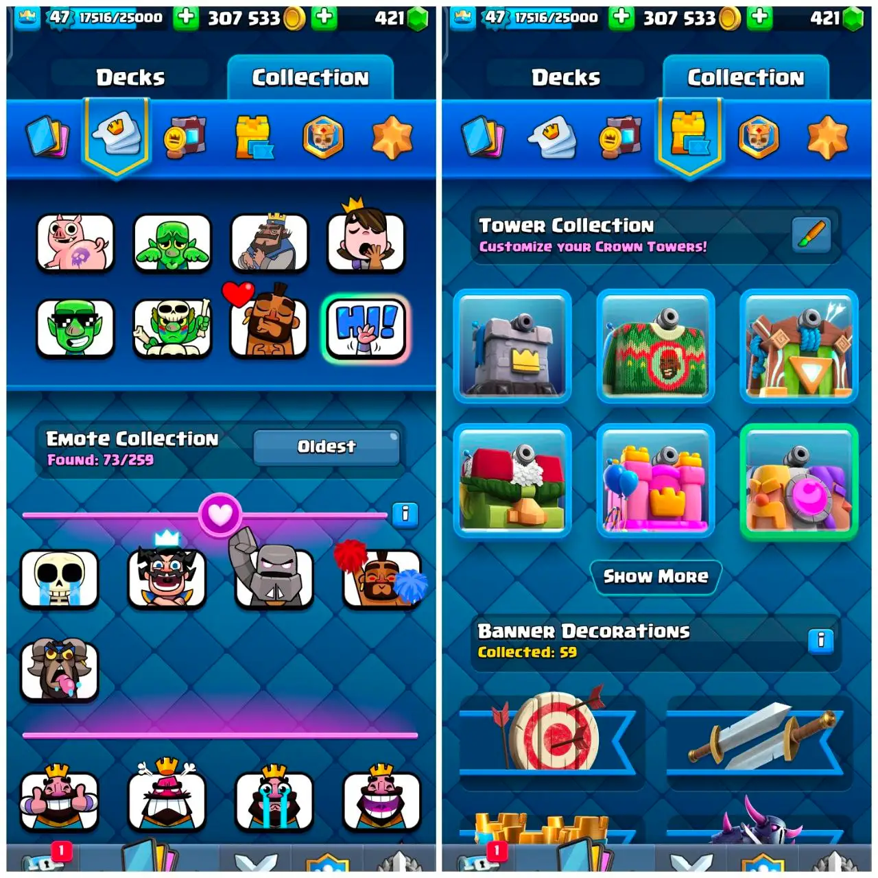 [#1453] 8256 TROPHY | 47 LEVEL  | 21 ARENA  | 14 KT  | 73 EMOTES   | 500  RENAME | CHEAP PRICE | INSTANT DELIVERY