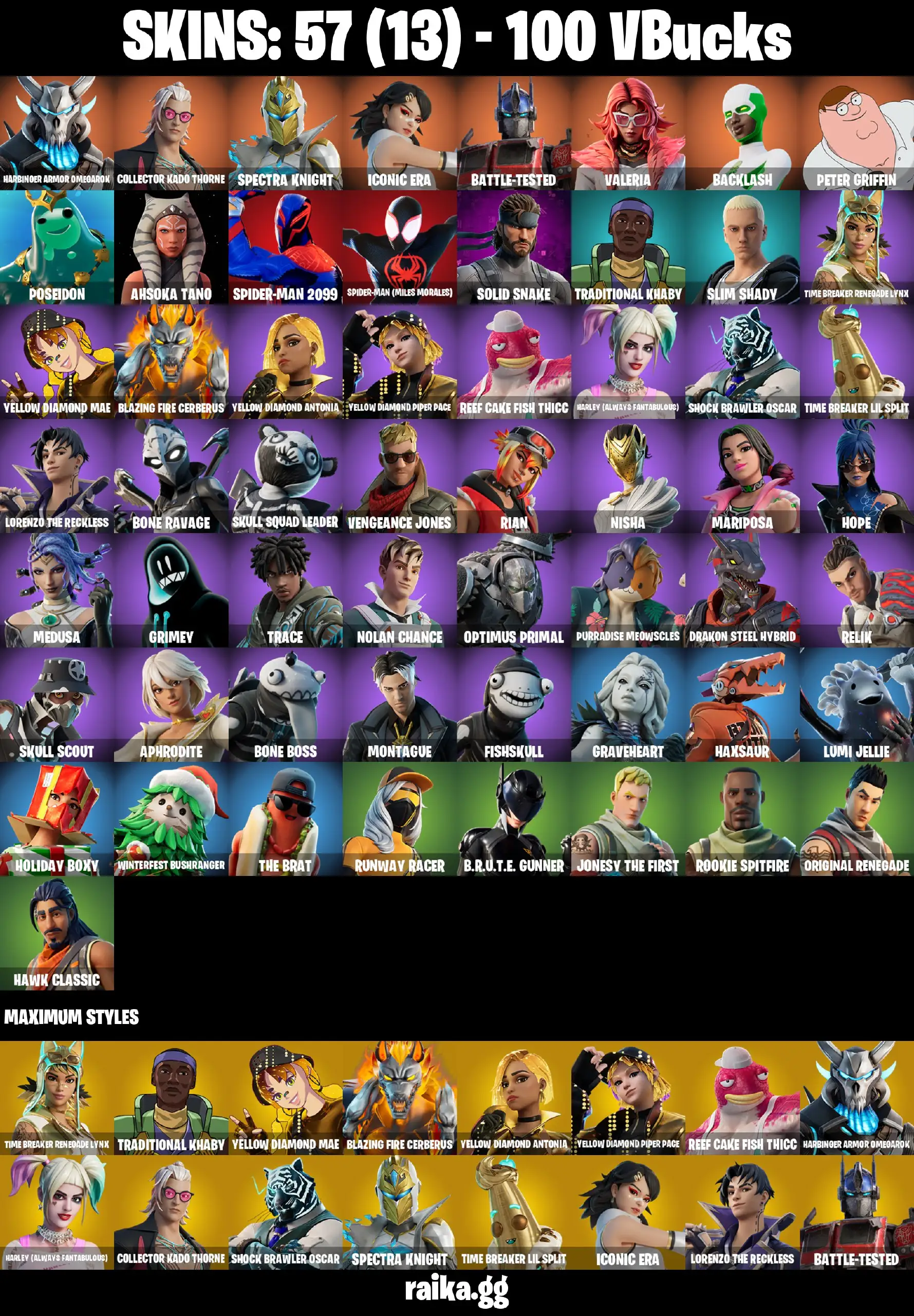 [PC/PS/XB/NIN] 57 skins | Spectra Knight | Collector Kado Thorne  | Iconic Era | Battle-Tested | Valeria | Backlash | Peter Griffin |