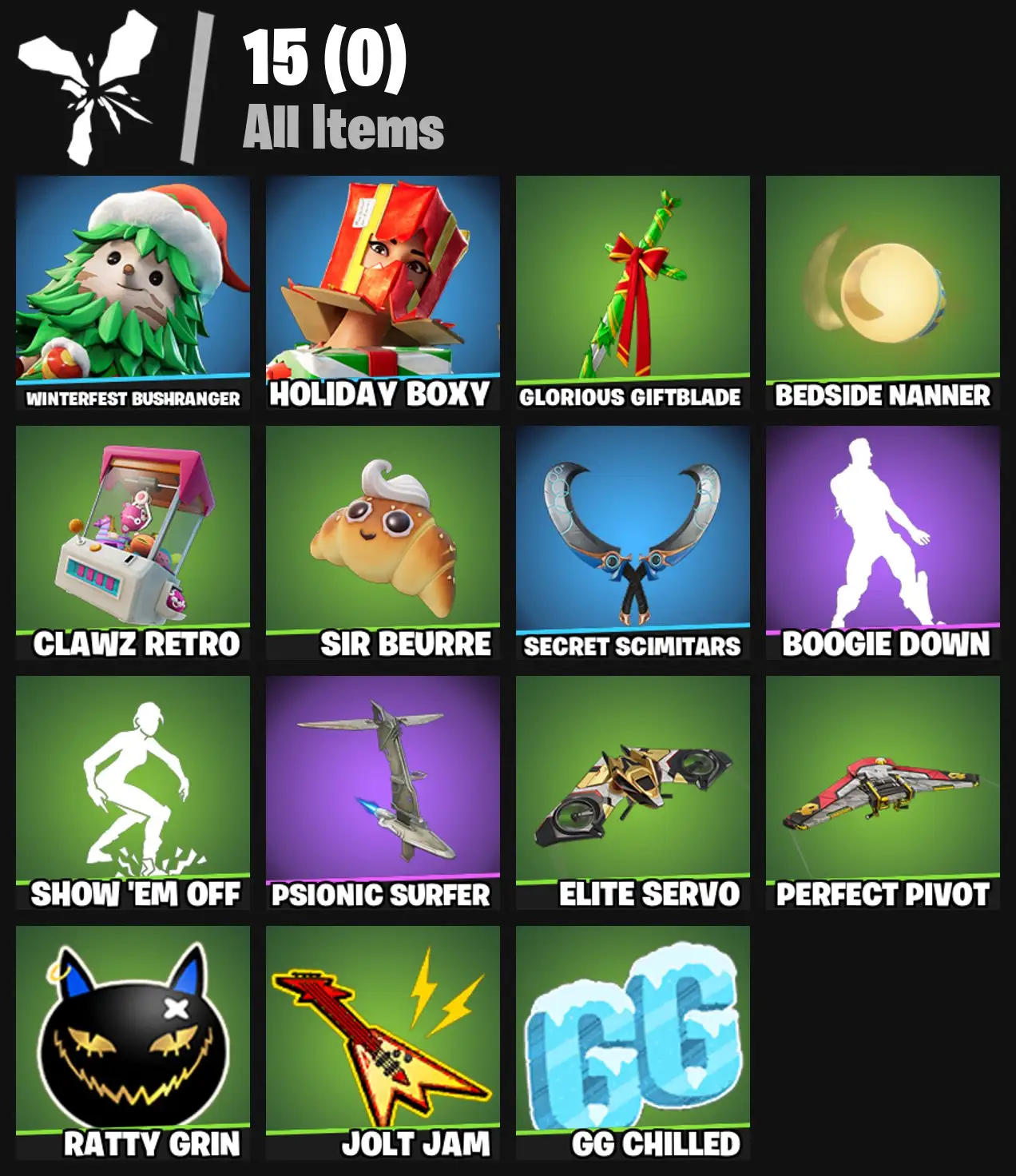[PC/PSN/XBOX] 2 skins | Winterfest Bushranger | Holiday Boxy | Glorious Giftblade | Bedside Nanner | Clawz Retro | Sir Beurre | Secret Scimitars | 0 VB