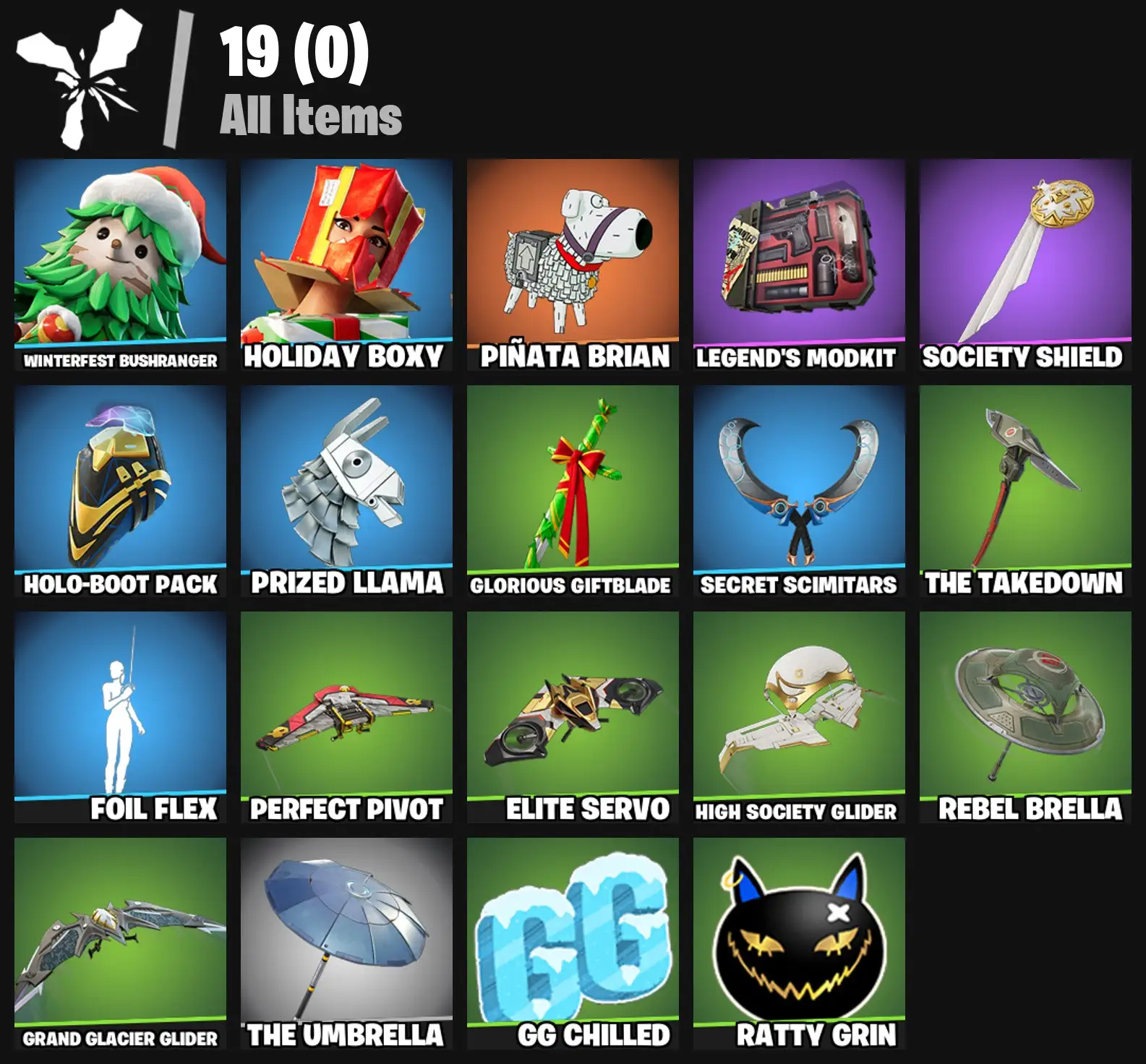 [PC/PSN/XBOX] 2 skins | Winterfest Bushranger | Holiday Boxy | Piñata Brian | Legend's Modkit | Society Shield | Holo-Boot Pack | Prized Llama | 200 VB