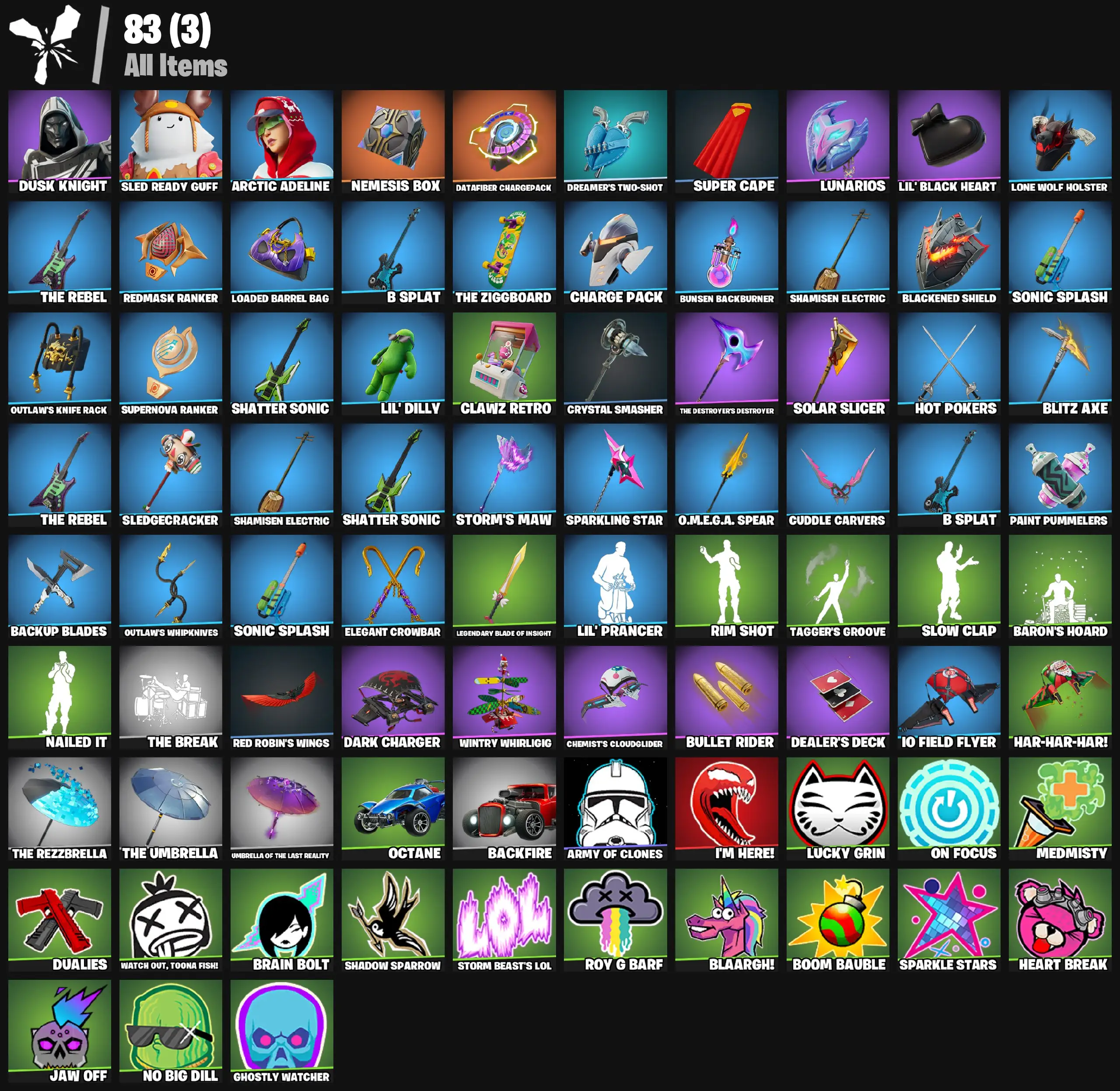 [PC/PSN/XBOX] 3 skins | Blitz Knight | Sled Ready Guff | Arctic Adeline | Nemesis Box | Datafiber Chargepack | Dreamer's Two-Shot | Super Cape | 200 VB