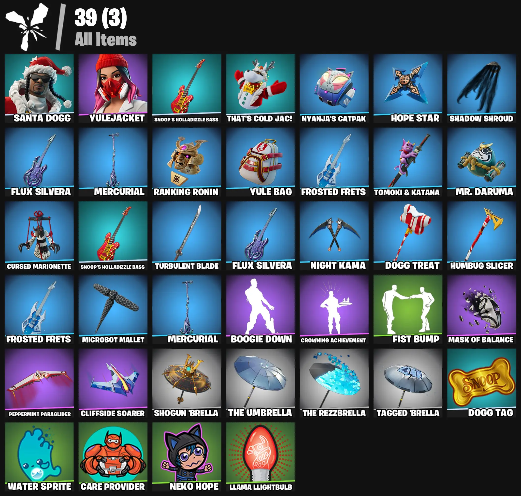 [PC/PSN/XBOX] 2 skins | Santa Dogg | Yulejacket | Snoop's Holladizzle Bass | That's Cold Jac! | Nyanja's Catpak | Hope Star | Shadow Shroud | 200 VB