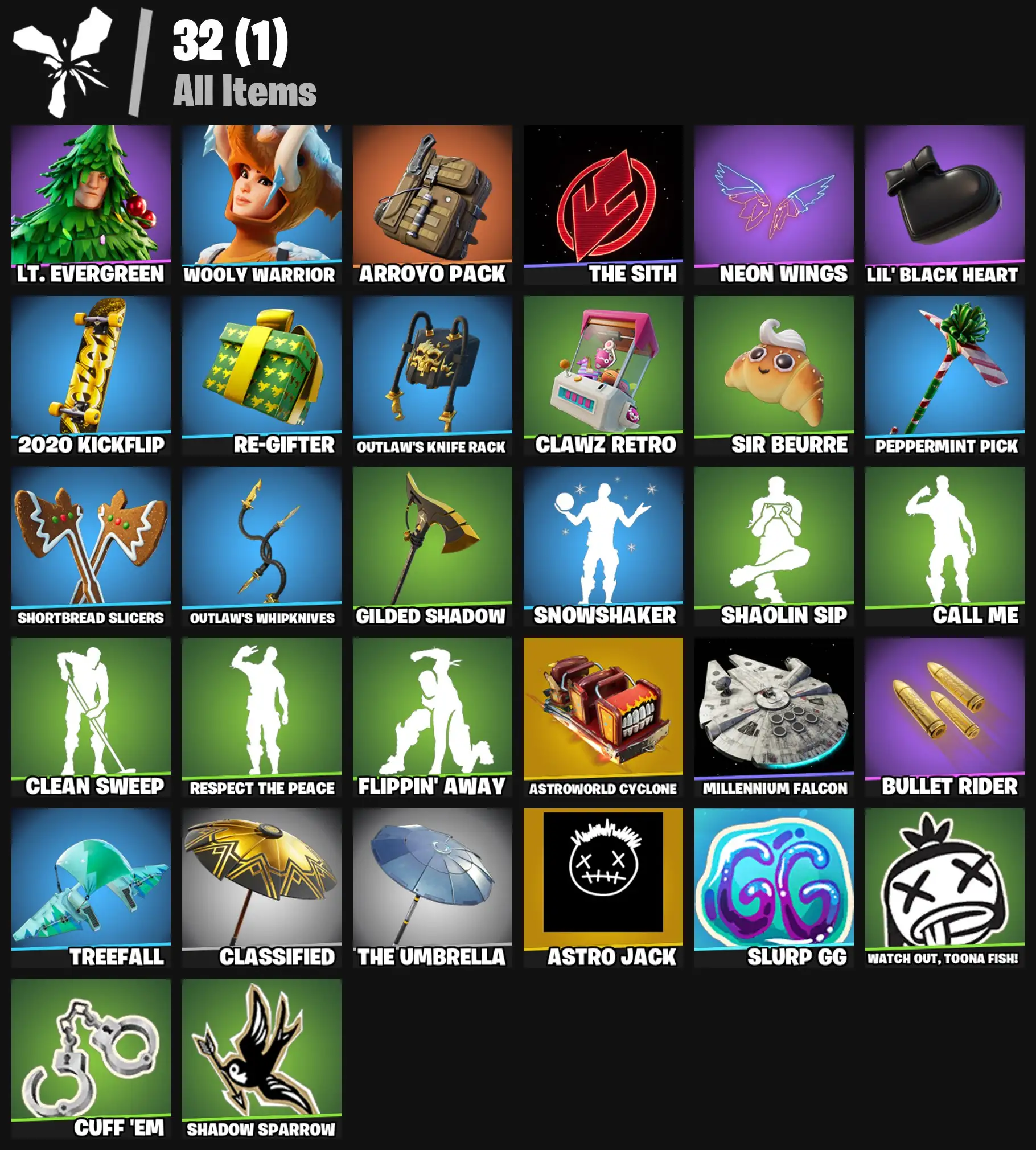 [PC/PSN/XBOX] 2 skins | Astroworld Cyclone | Astro Jack | Lt. Evergreen | Wooly Warrior | Arroyo Pack | The Sith | Neon Wings | Lil' Black Heart | 100 VB