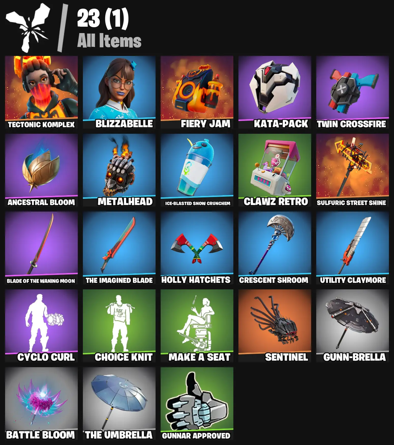 [PC/PSN/XBOX] 2 skins | Tectonic Komplex | Blizzabelle | Fiery Jam | Kata-Pack | Twin Crossfire | Ancestral Bloom | Metalhead | 300 VB