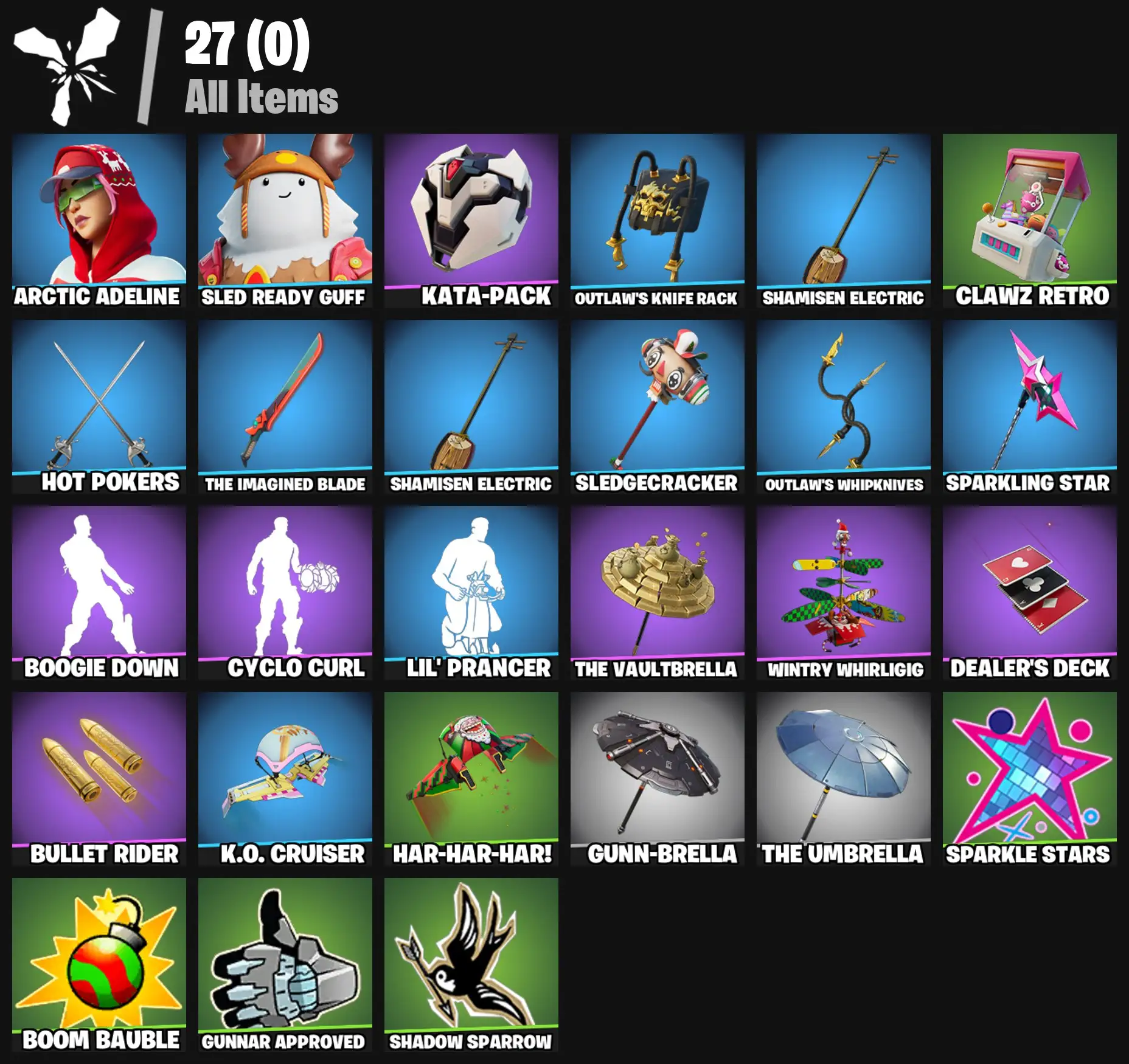 [PC/PSN/XBOX] 2 skins | Arctic Adeline | Sled Ready Guff | Kata-Pack | Outlaw's Knife Rack | Shamisen Electric | Clawz Retro | Hot Pokers | 200 VB