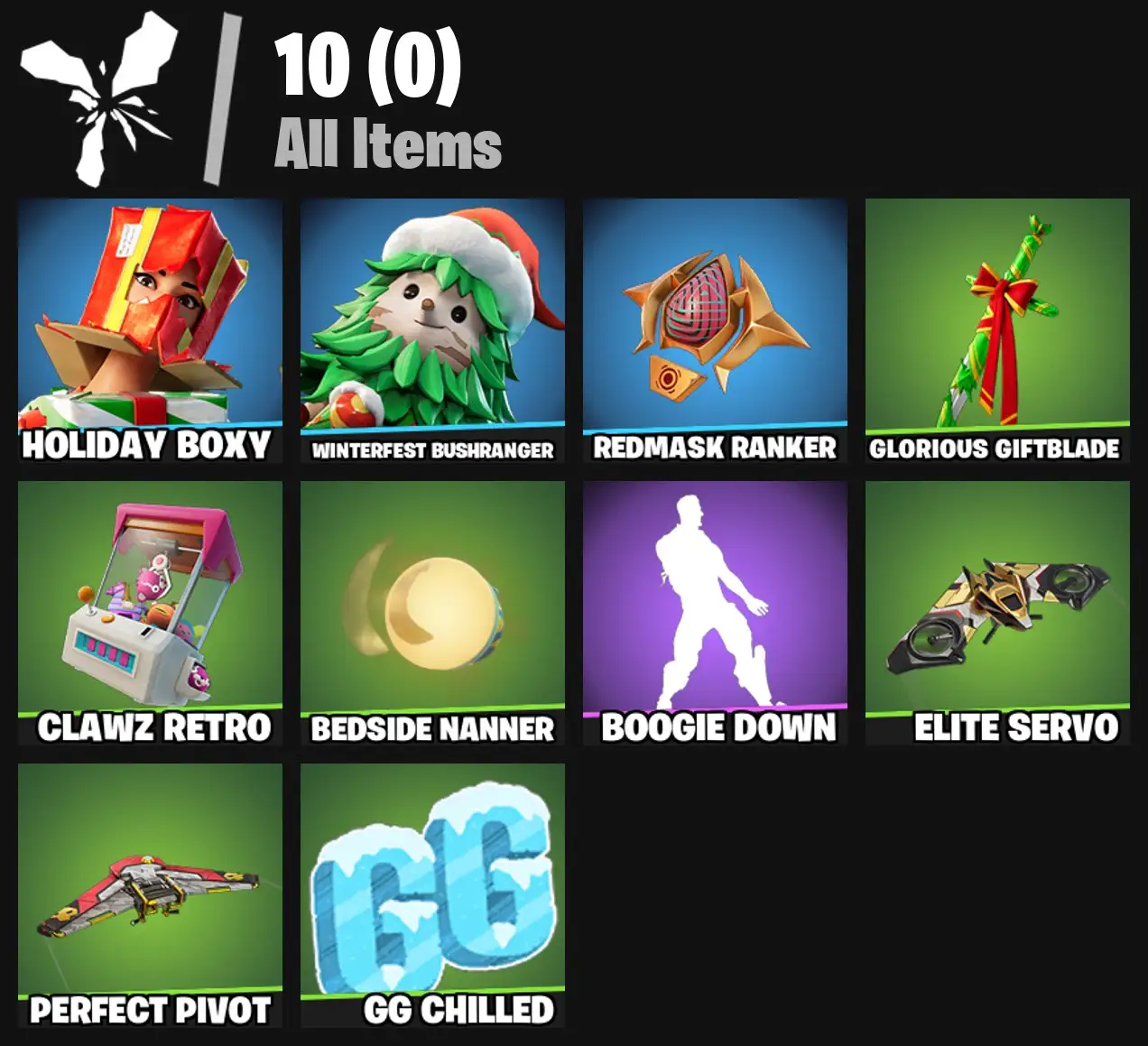 [PC/PSN/XBOX] 2 skins | Holiday Boxy | Winterfest Bushranger | Redmask Ranker | Glorious Giftblade | Clawz Retro | Bedside Nanner | Boogie Down | 0 VB