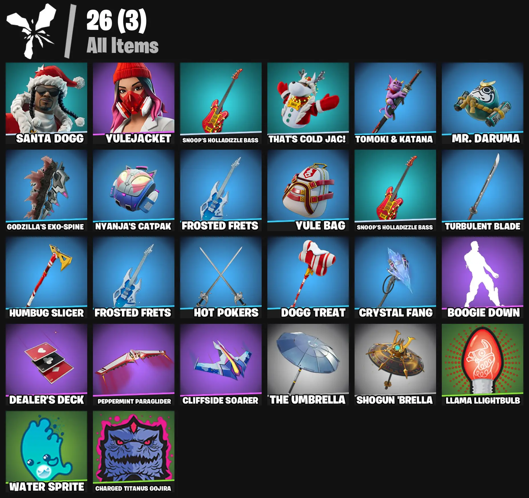 [PC/PSN/XBOX] 2 skins | Santa Dogg | Yulejacket | Snoop's Holladizzle Bass | That's Cold Jac! | Tomoki & Katana | Mr. Daruma | Godzilla's Exo-Spine | 200 VB