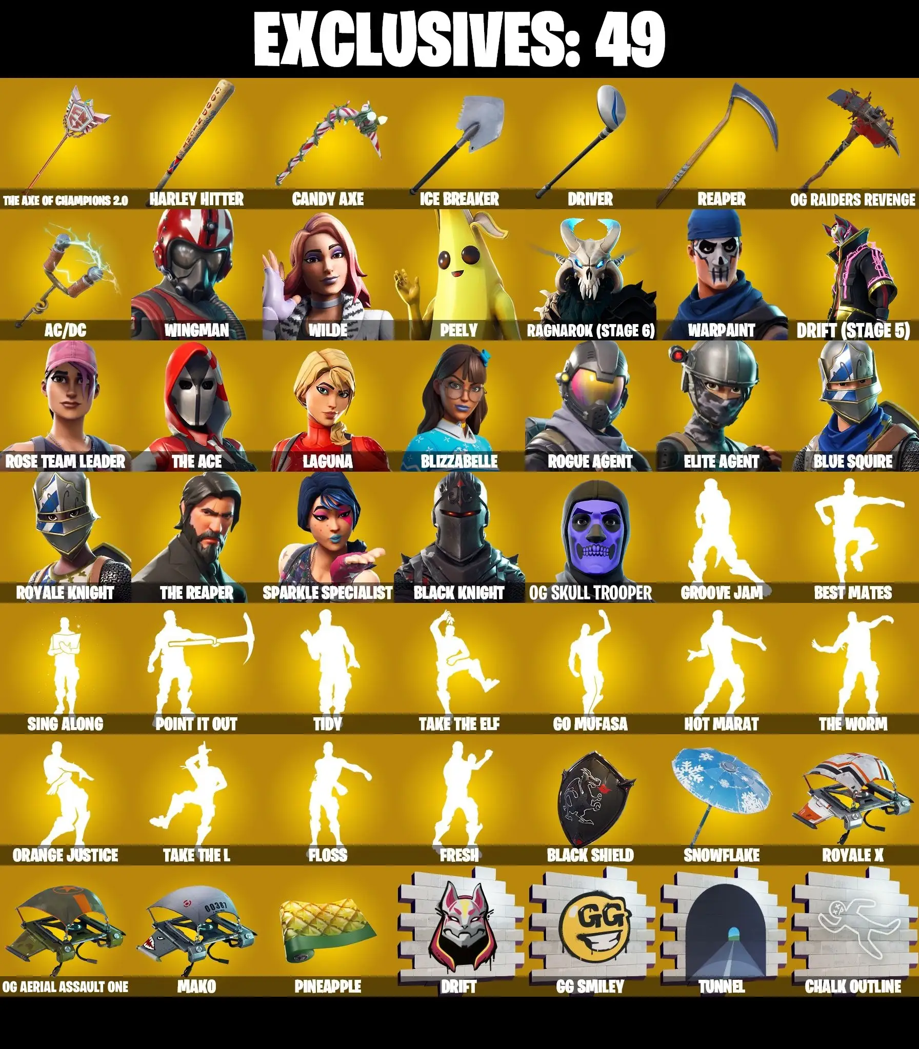 268 SKINS / OG SKULL TROOPER / BLACK KNIGHT / OG AERIAL ASSAULT ONE OG STW