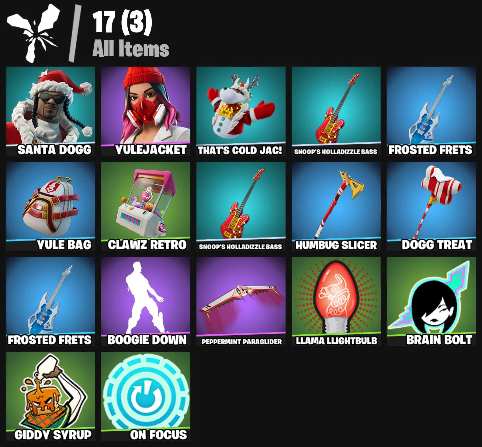 [PC/PSN/XBOX] 2 skins | Santa Dogg | Yulejacket | That's Cold Jac! | Snoop's Holladizzle Bass | Frosted Frets | Yule Bag | Clawz Retro | 0 VB