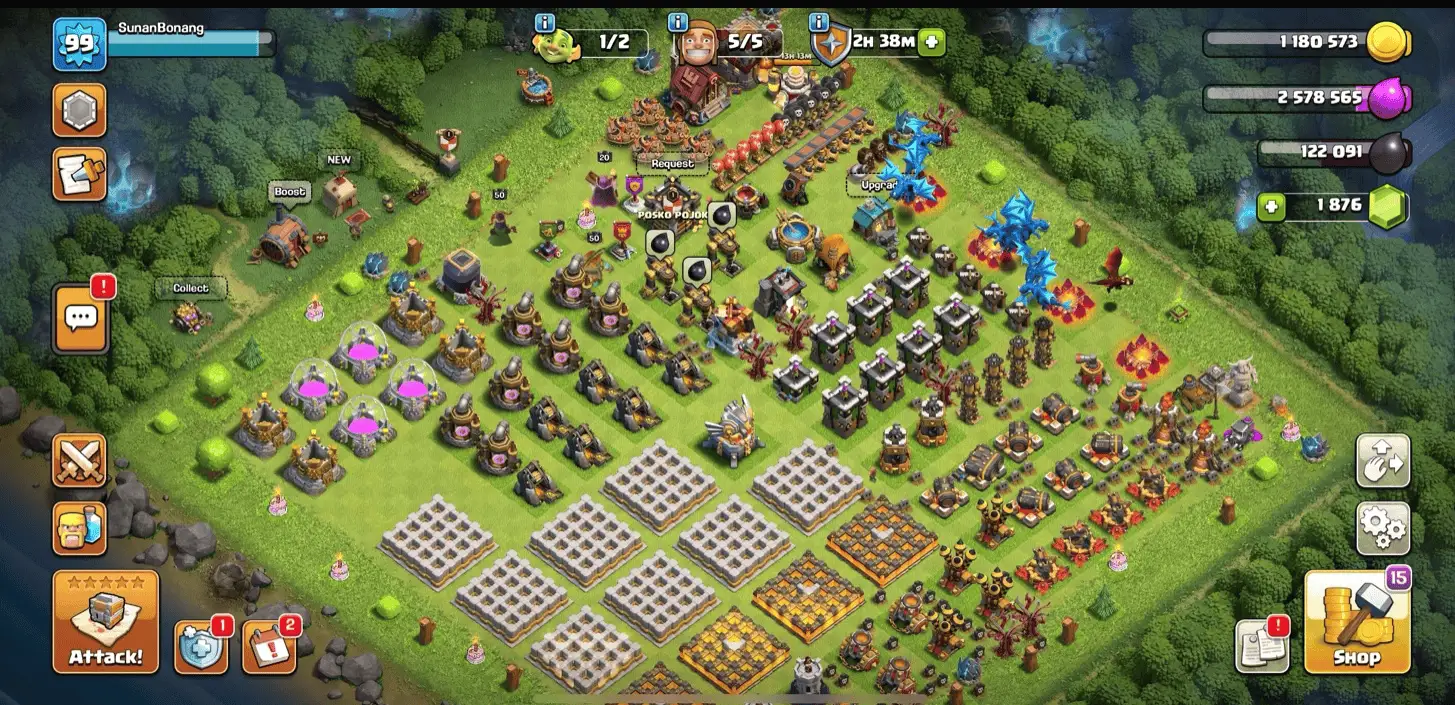 🔥 TH11 • Lvl 99 • MAX HEROES (50/50/20) • Great Walls • Strong Troops • 1,876 Gems • Clean Account 🔥