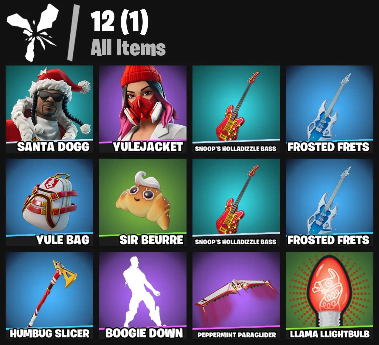 [PC/PSN/XBOX] 2 skins | Santa Dogg | Yulejacket | Snoop's Holladizzle Bass | Frosted Frets | Yule Bag | Sir Beurre | Snoop's Holladizzle Bass | 0 VB