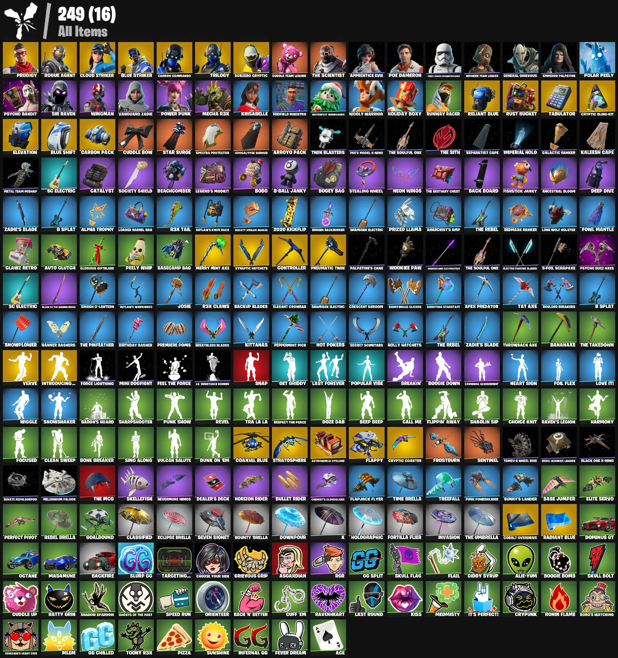 [PC] 28 skins | Merry Mint  Axe | Trilogy | Cloud Striker | Rogue Agent | Prodigy | Subzero Cryptic | Blue Striker | Carbon Commando | Carbon Pack | Rust Bucket 