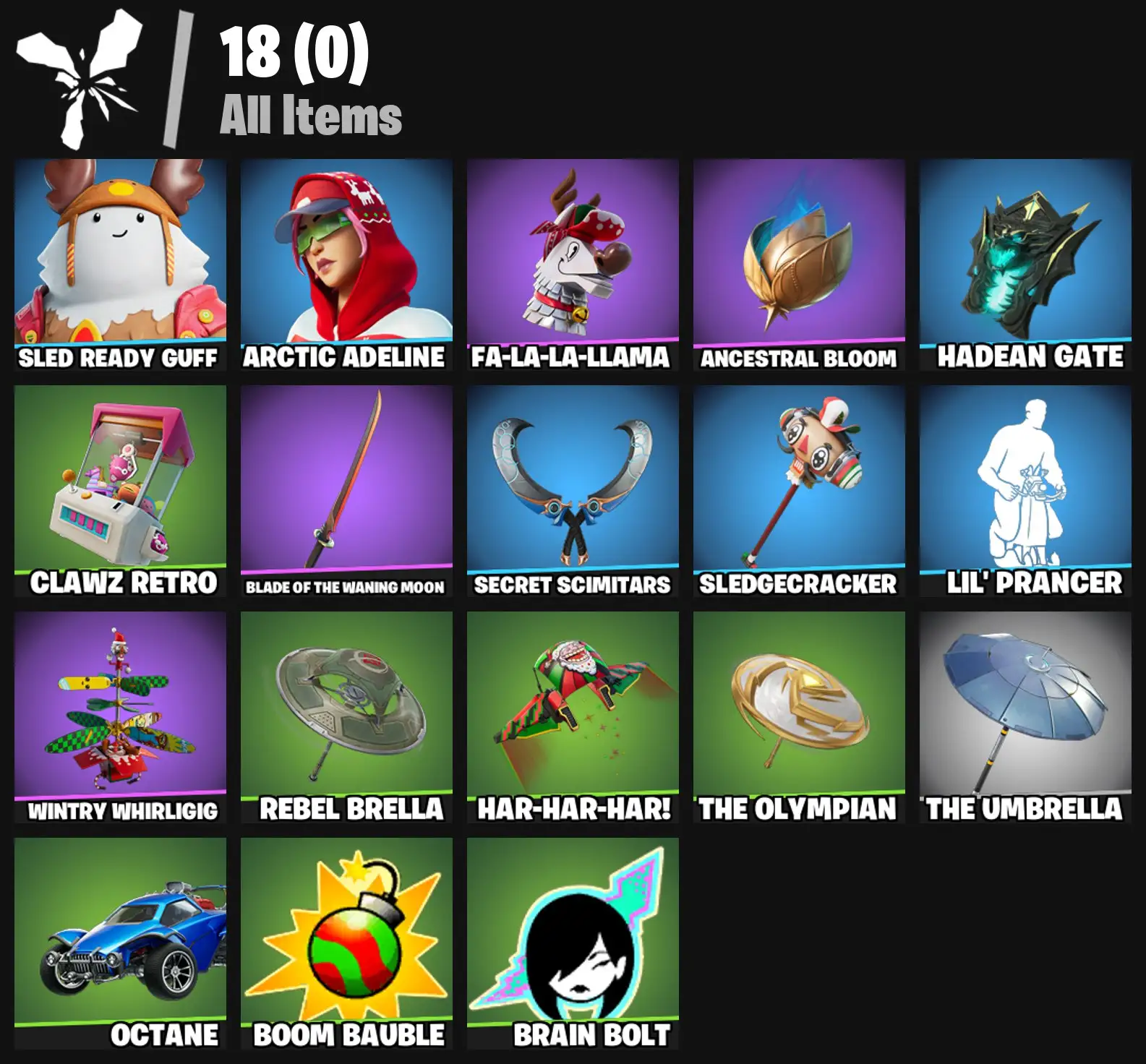 [PC/PSN/XBOX] 2 skins | Sled Ready Guff | Arctic Adeline | Fa-la-la-Llama | Ancestral Bloom | Hadean Gate | Clawz Retro | Blade of the Waning Moon | 100 VB