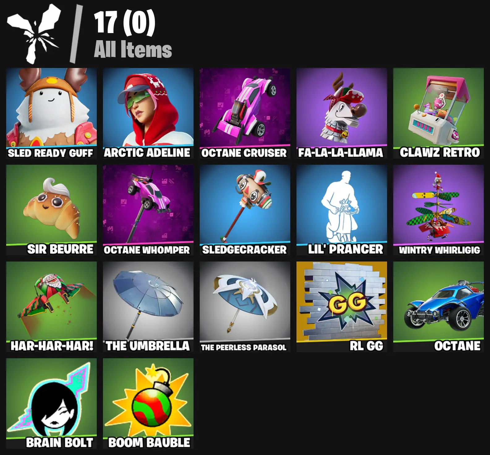 [PC/PSN/XBOX] 2 skins | Sled Ready Guff | Arctic Adeline | Octane Cruiser | Fa-la-la-Llama | Clawz Retro | Sir Beurre | Octane Whomper | Sledgecracker | 0 VB