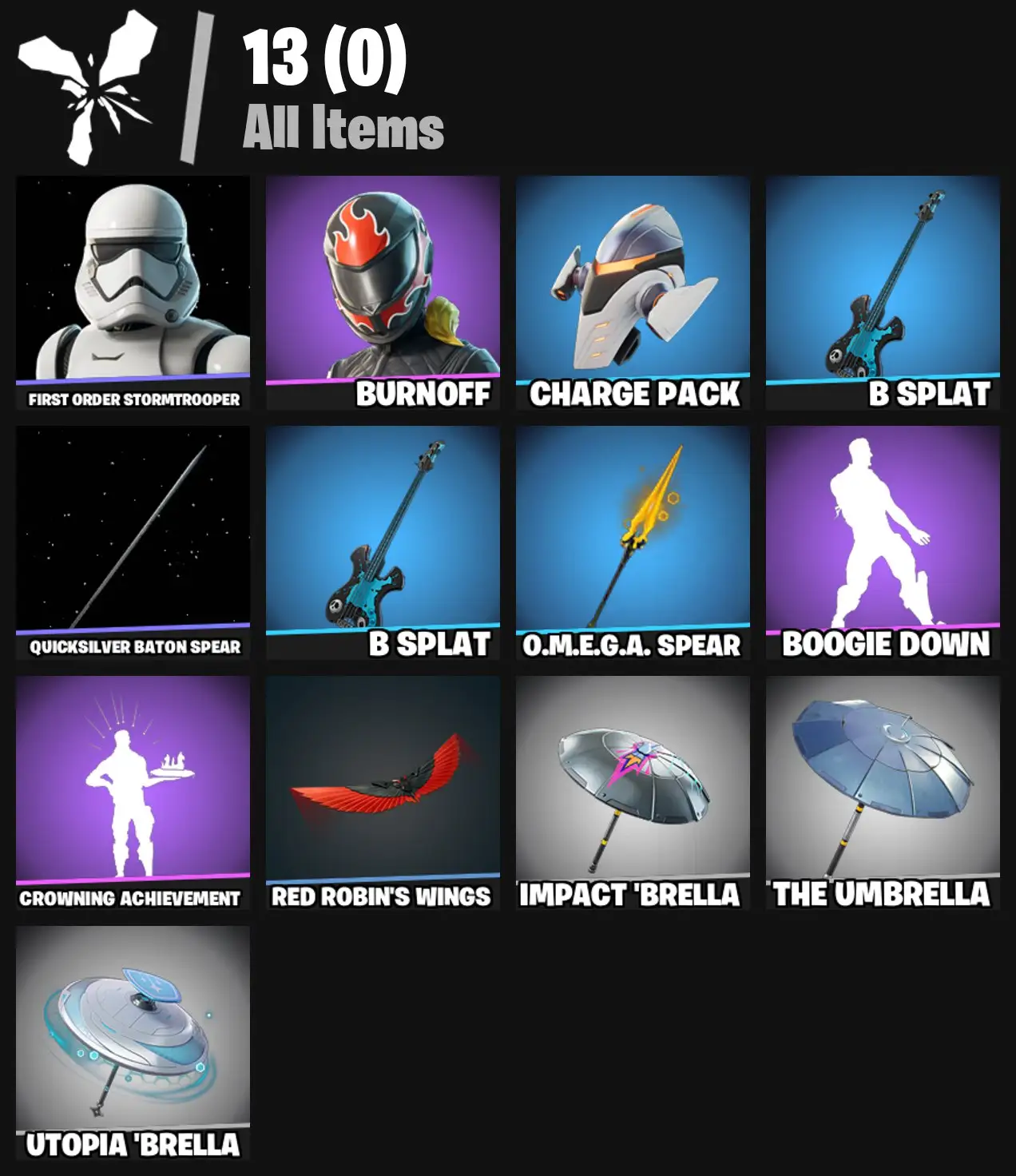 [PC/PSN/XBOX] 2 skins | First Order Stormtrooper | Burnoff | Charge Pack | B Splat | Quicksilver Baton Spear | B Splat | O.M.E.G.A. Spear | 100 VB