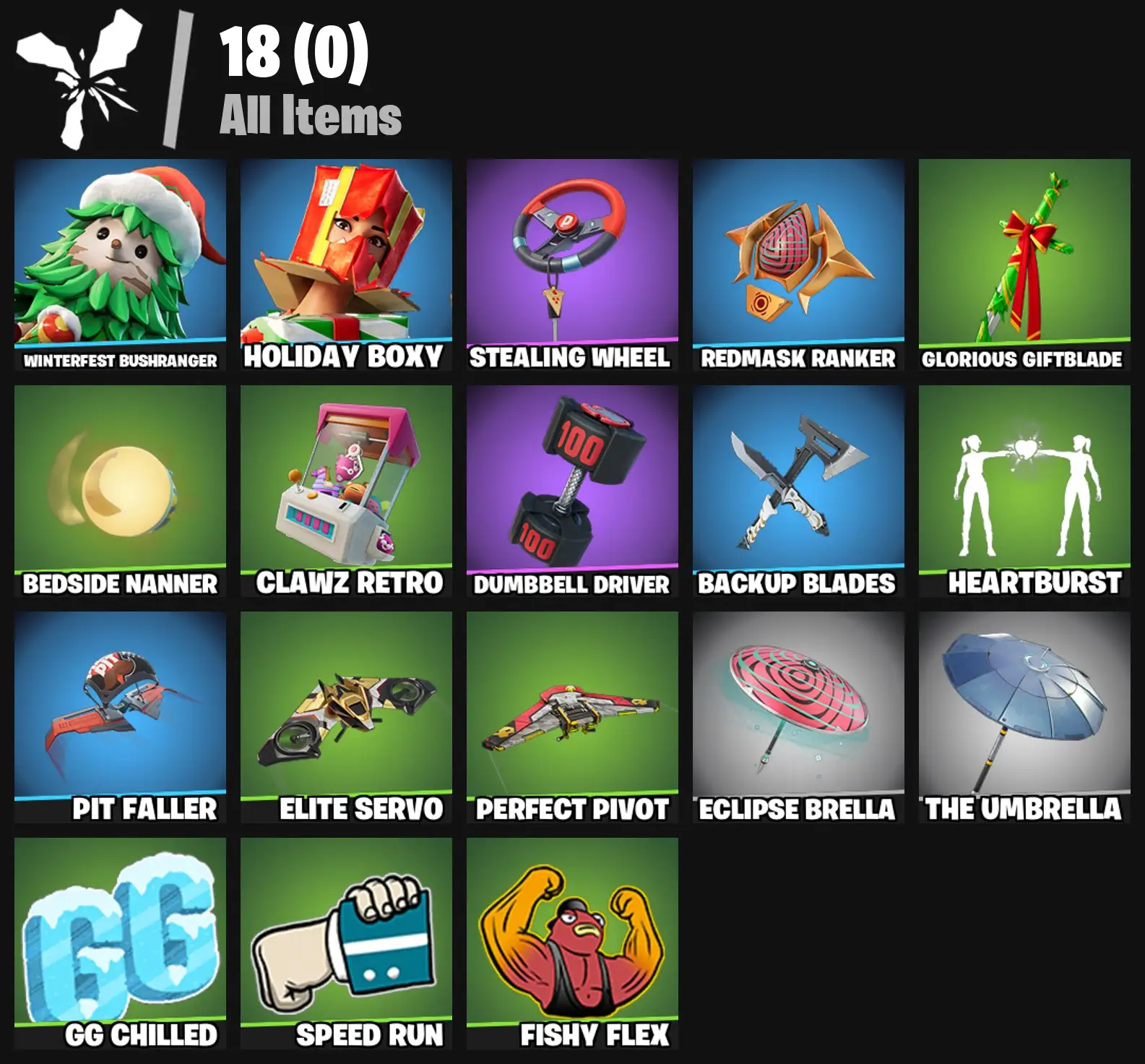 [PC/PSN/XBOX] 2 skins | Winterfest Bushranger | Holiday Boxy | Stealing Wheel | Redmask Ranker | Glorious Giftblade | Bedside Nanner | Clawz Retro | 0 VB