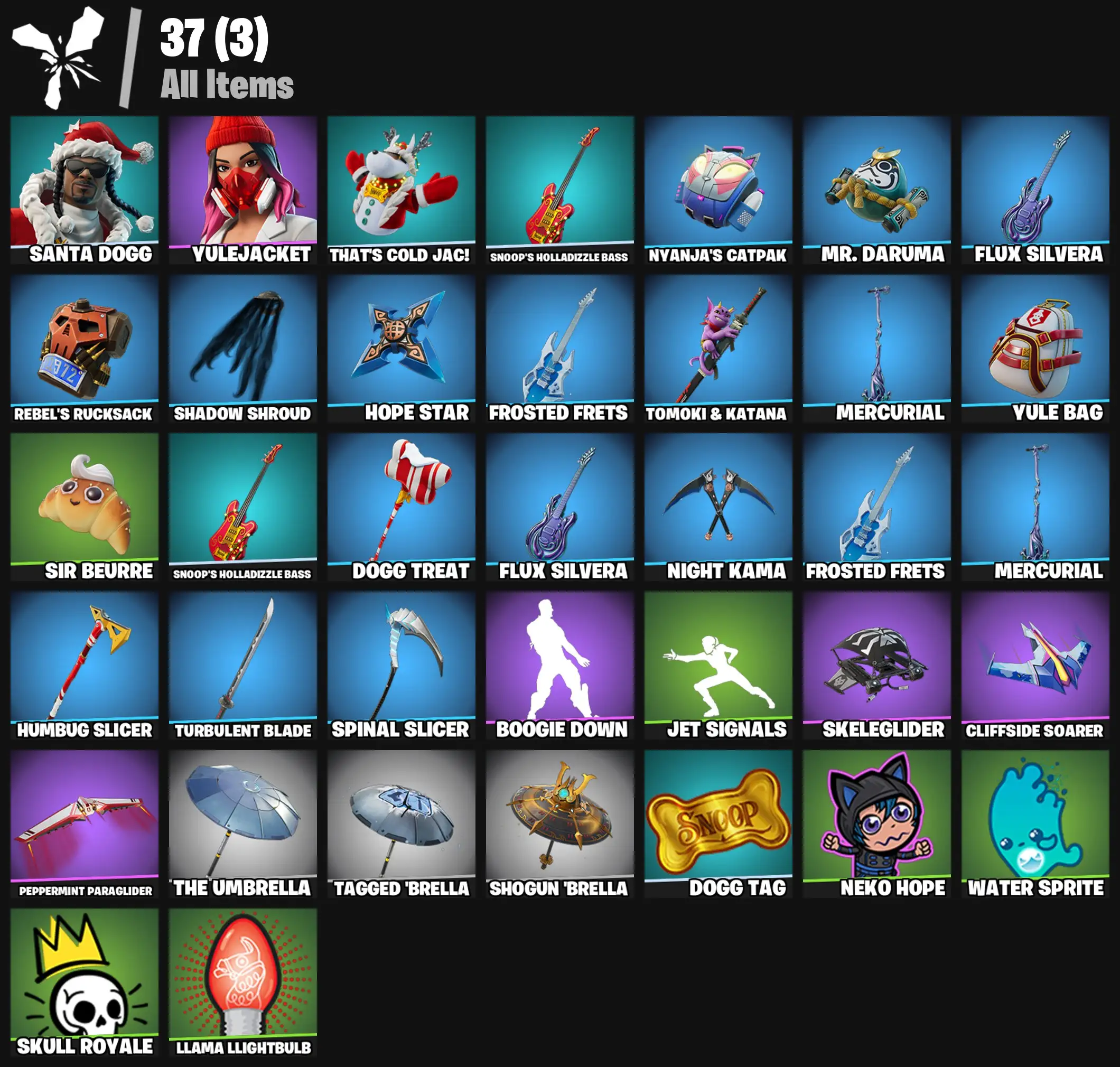 [PC/PSN/XBOX] 2 skins | Santa Dogg | Yulejacket | That's Cold Jac! | Snoop's Holladizzle Bass | Nyanja's Catpak | Mr. Daruma | Flux Silvera | 100 VB