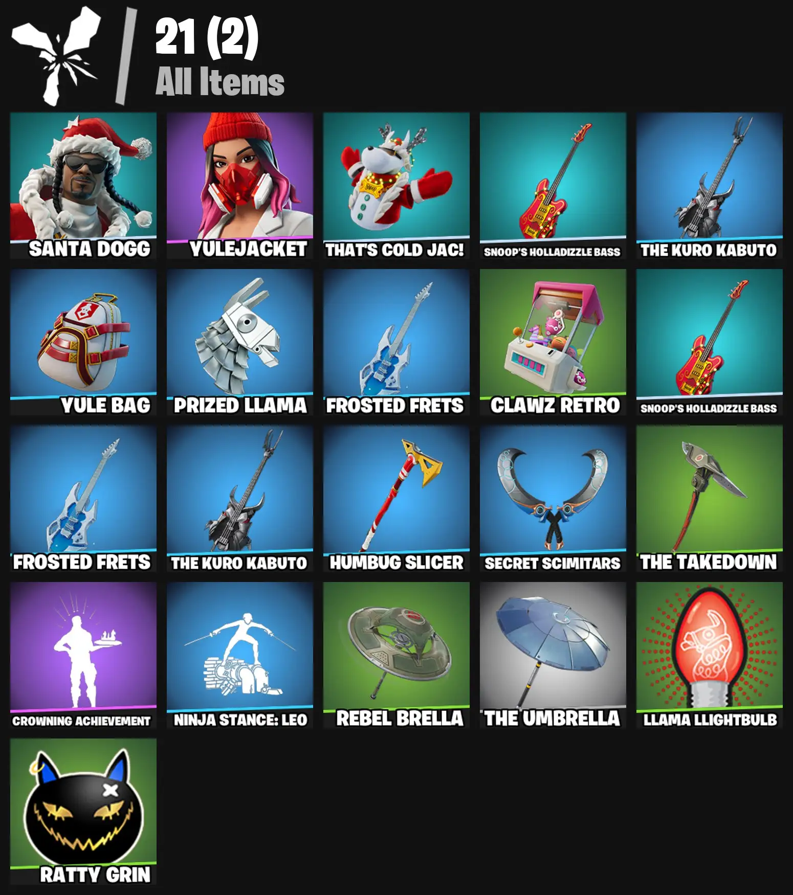[PC/PSN/XBOX] 2 skins | Santa Dogg | Yulejacket | That's Cold Jac! | Snoop's Holladizzle Bass | The Kuro Kabuto | Yule Bag | Prized Llama | 100 VB