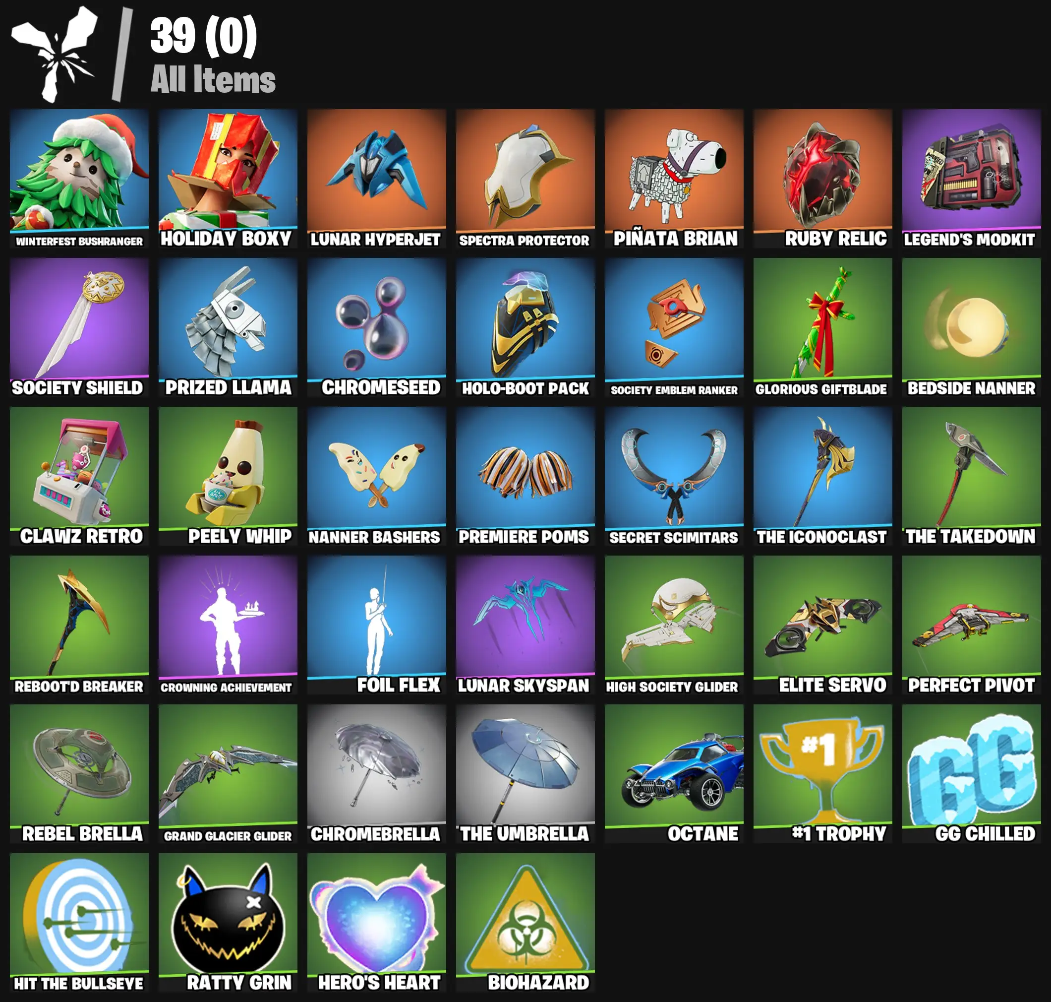 [PC/PSN/XBOX] 2 skins | Winterfest Bushranger | Holiday Boxy | Lunar Hyperjet | Spectra Protector | Piñata Brian | Ruby Relic | Legend's Modkit | 400 VB