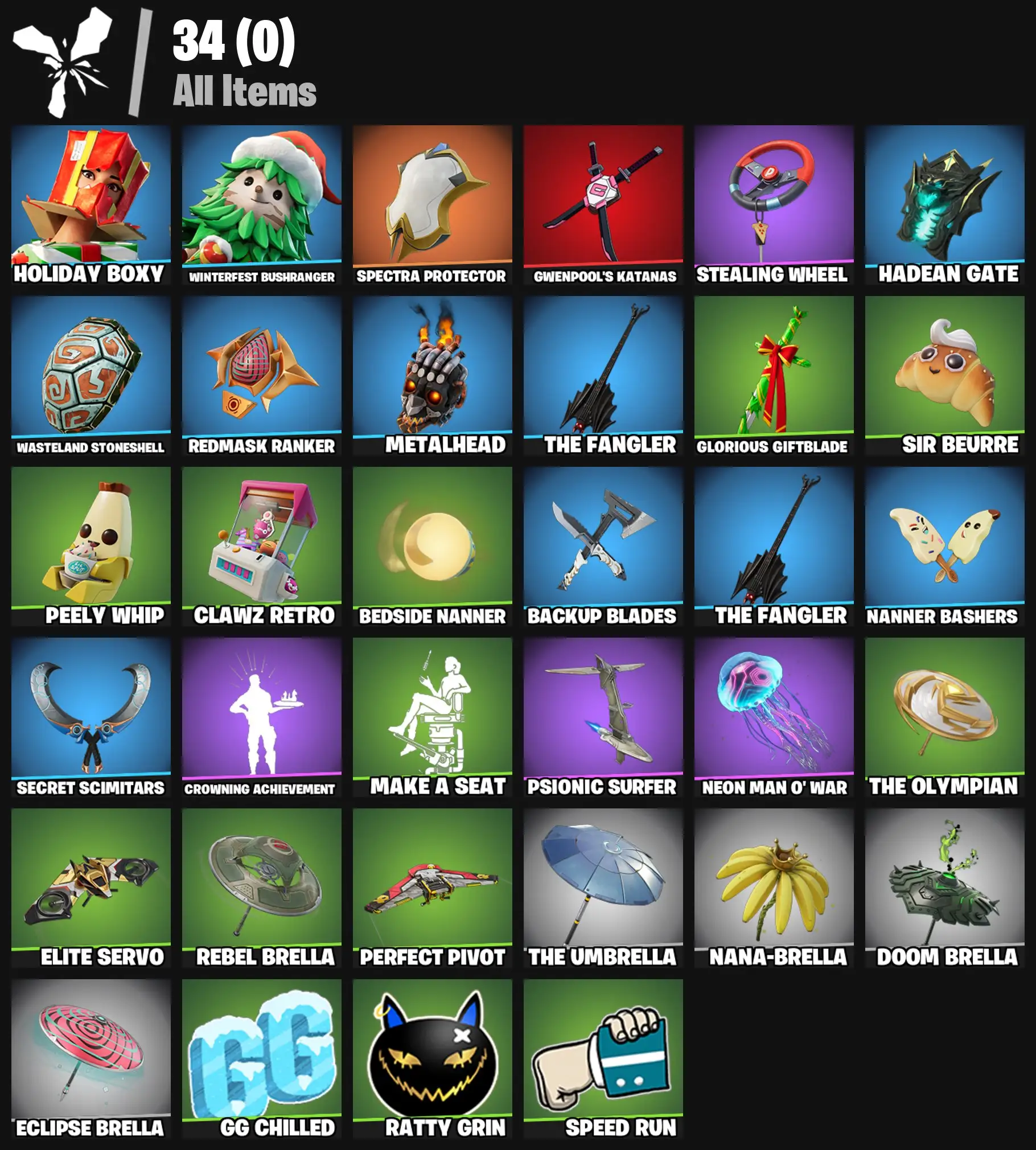 [PC/PSN/XBOX] 2 skins | Holiday Boxy | Winterfest Bushranger | Spectra Protector | Gwenpool's Katanas | Stealing Wheel | Hadean Gate | 200 VB