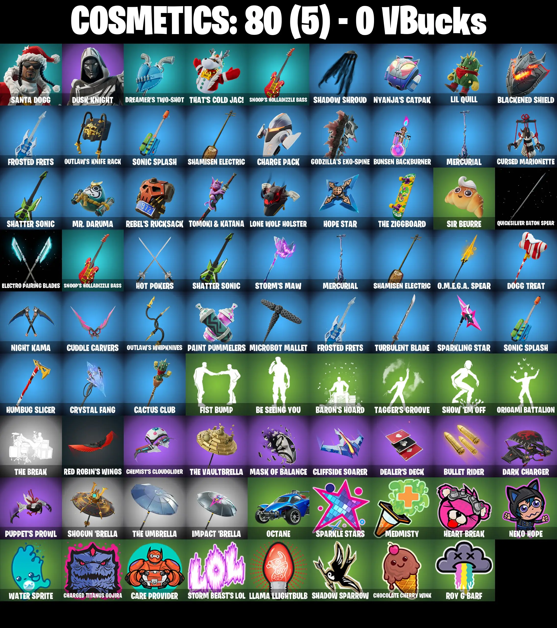 [PC/PSN/XBOX] 2 skins | Santa Dogg | Blitz Knight | Dreamer's Two-Shot | That's Cold Jac! | Snoop's Holladizzle Bass | Shadow Shroud | Nyanja's Catpak | 0 VB