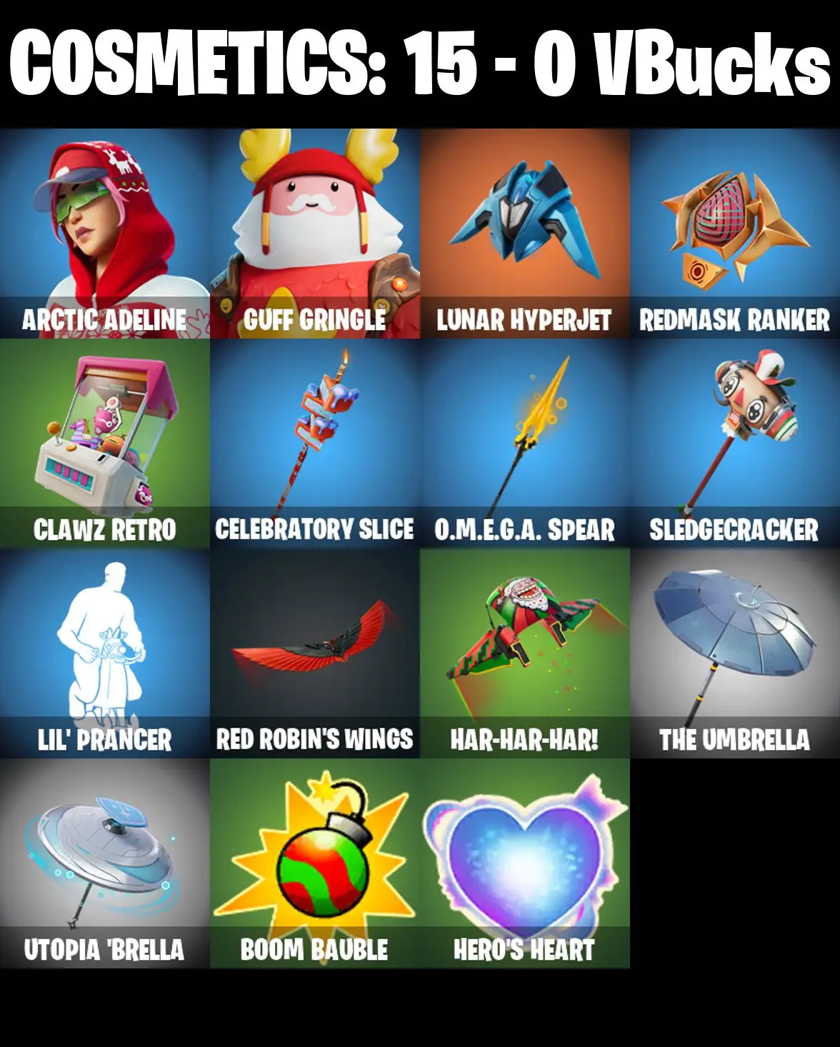 [PC/PSN/XBOX] 2 skins | Arctic Adeline | Guff Gringle | Lunar Hyperjet | Redmask Ranker | Clawz Retro | Celebratory Slice | O.M.E.G.A. Spear | 0 VB