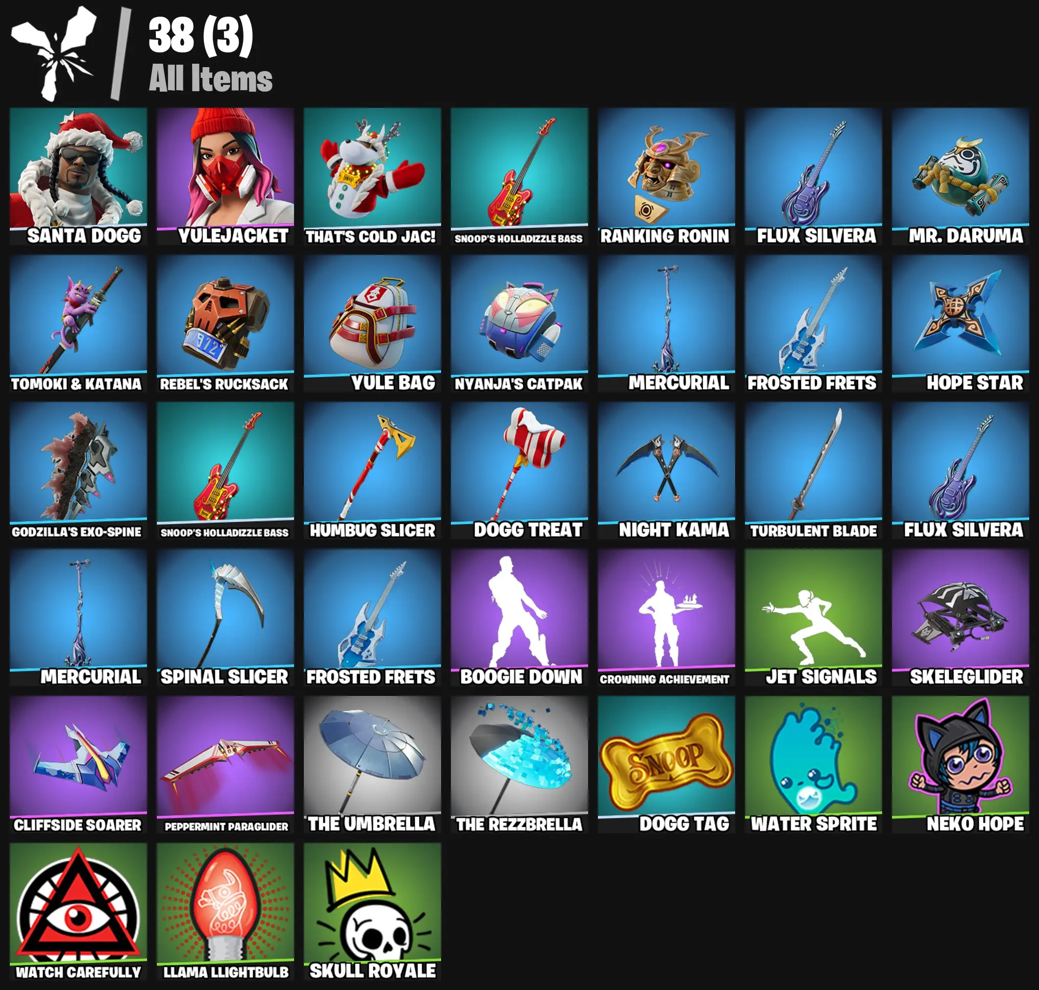 [PC/PSN/XBOX] 2 skins | Santa Dogg | Yulejacket | That's Cold Jac! | Snoop's Holladizzle Bass | Ranking Ronin | Flux Silvera | Mr. Daruma | 100 VB