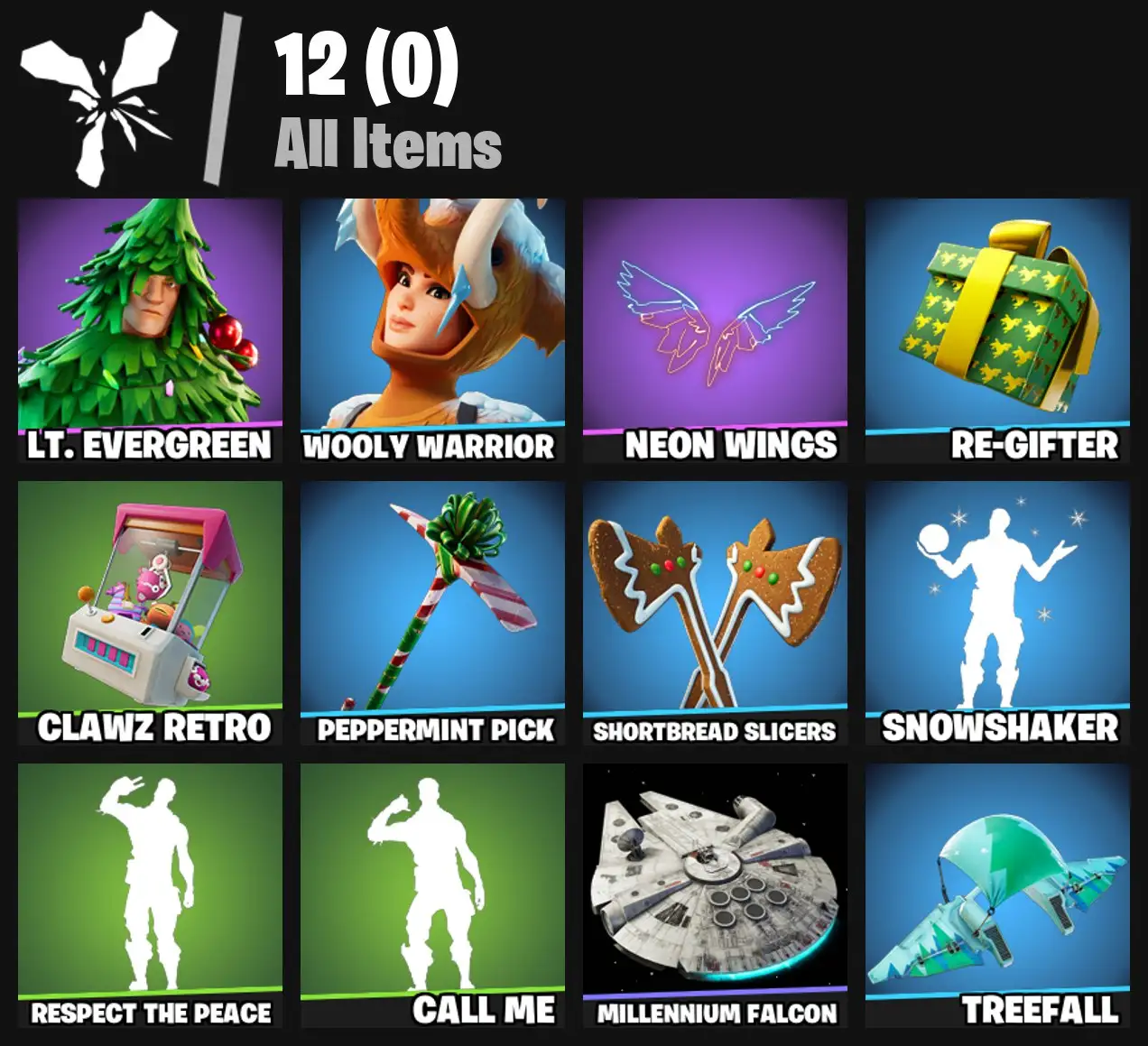 [PC/PSN/XBOX] 2 skins | Lt. Evergreen | Wooly Warrior | Neon Wings | Re-gifter | Clawz Retro | Peppermint Pick | Shortbread Slicers | Snowshaker | 0 VB