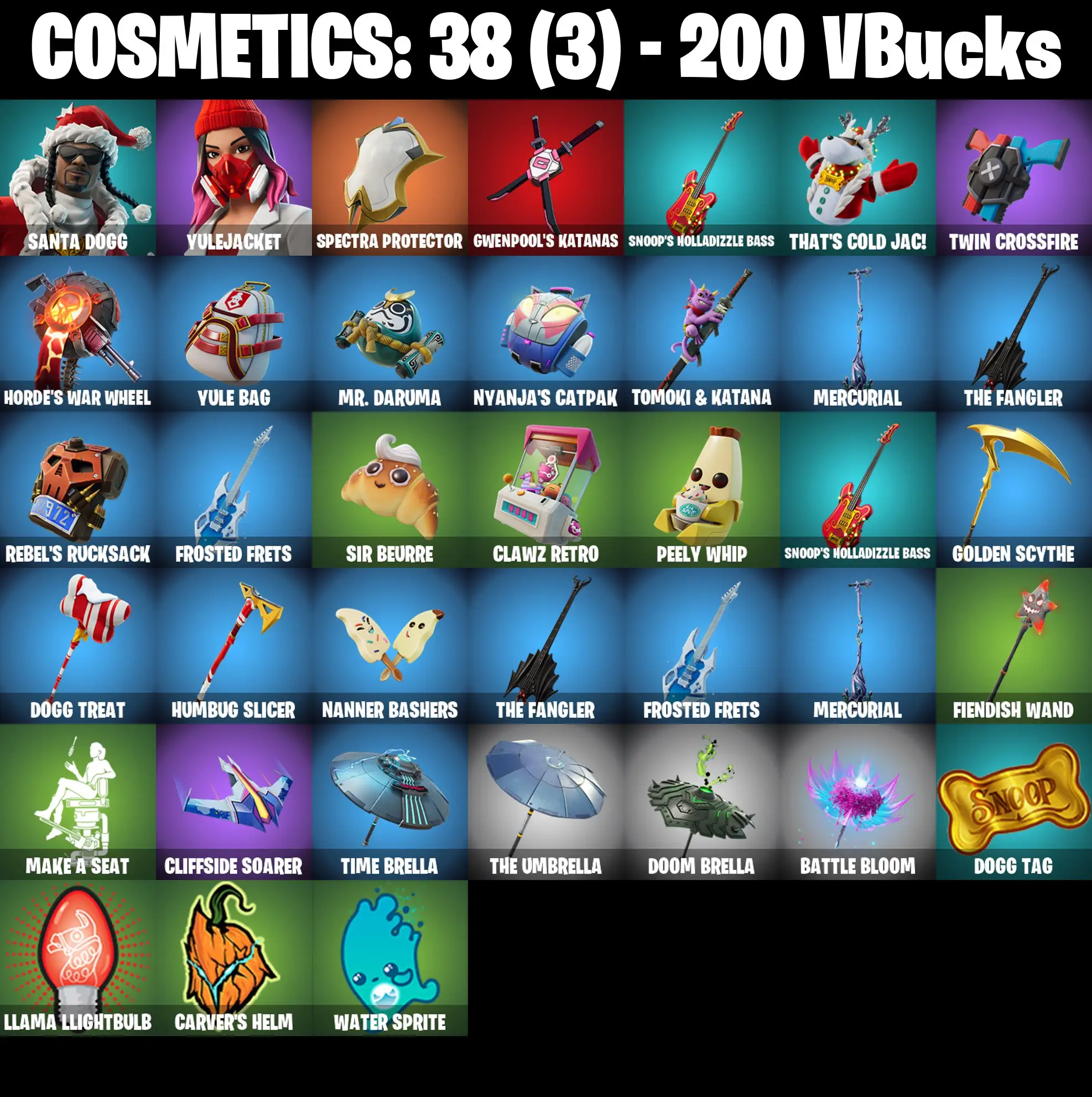 [PC/PSN/XBOX] 2 skins | Santa Dogg | Yulejacket | Spectra Protector | Gwenpool's Katanas | Snoop's Holladizzle Bass | That's Cold Jac! | 200 VB
